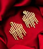 gold-plated multi-bar sunburst stud drop earrings
