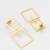 gold-plated double open square frame drop earrings