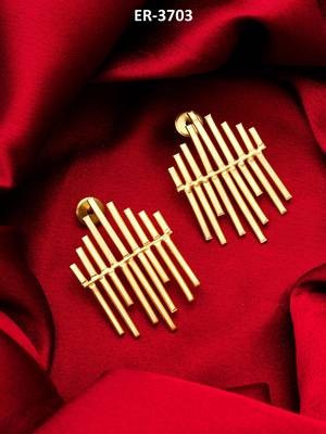 gold-plated multi-bar sunburst stud drop earrings 5