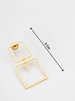 gold-plated double open square frame drop earrings 4