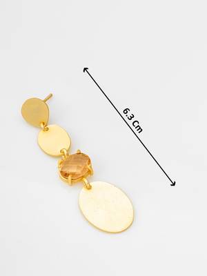 gold-plated multi-disc drop earrings with stone 4