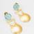 gold-plated drop earrings with aqua blue stone and disc pendant