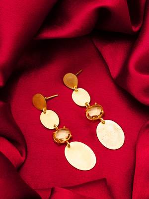 gold-plated multi-disc drop earrings with stone 5