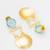 gold-plated drop earrings with aqua blue stone and disc pendant