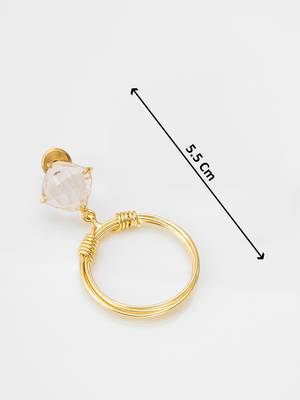 gold-plated hoop drop earrings with stone stud top 4