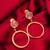 gold-plated hoop drop earrings with stone stud top