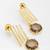 gold-plated drop earrings with round smoky stone pendant