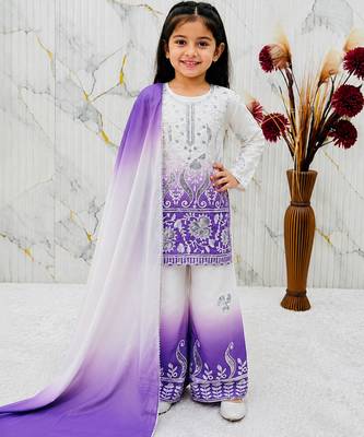 Natural crepe  embroidery purple readymade salwar suit 1