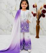 Natural crepe  embroidery purple readymade salwar suit