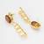 gold-plated spiral coil drop earrings with oval stone stud top