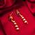 gold-plated spiral coil drop earrings with oval stone stud top