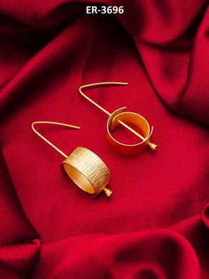 gold-plated textured cylindrical scroll hoop earrings with hook closure 5