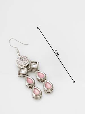 silver-tone kundan chandelier drop earrings with stones and meenakari 4