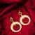 gold-plated textured circular hoop drop earrings with stone