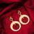 gold-plated textured circular hoop drop earrings with stone