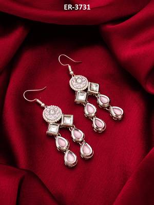 silver-tone kundan chandelier drop earrings with stones and meenakari 5