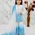 Natural crepe  embroidery sky blue readymade salwar suit