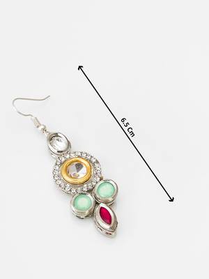  mint green earrings with red accents in silver-gold tone 4