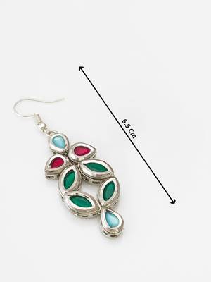 multicolour stone-set silver-tone chandelier drop earrings 3