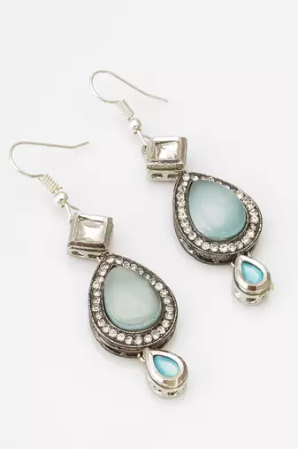 blue kundan drop earrings