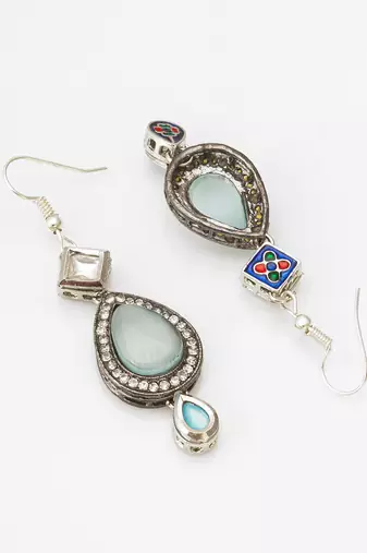 blue kundan drop earrings