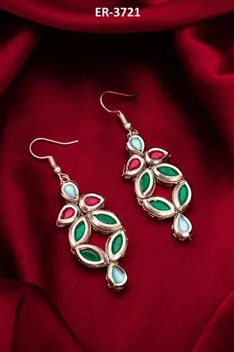 multicolour stone-set silver-tone chandelier drop earrings