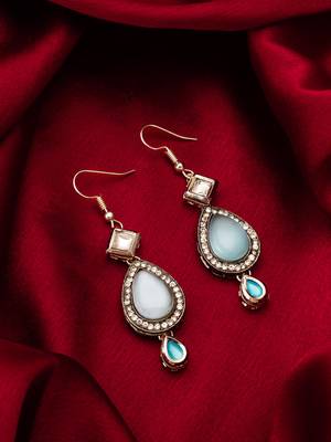 blue kundan drop earrings 1