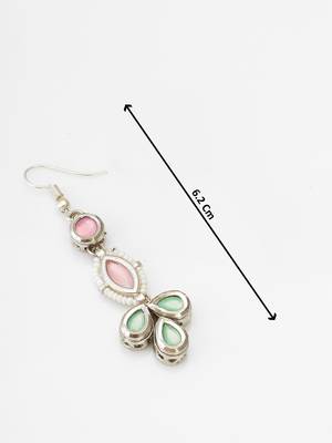 pastel pink and green kundan drop earrings 4