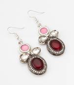 pink and maroon stone drop earrings