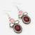 pink and maroon stone drop earrings
