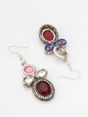 pink and maroon stone drop earrings 2