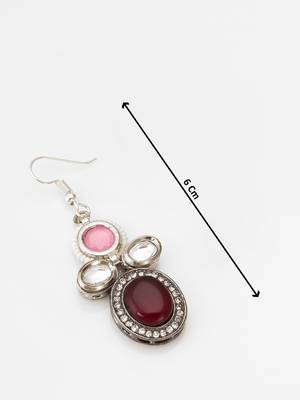 pink and maroon stone drop earrings 3