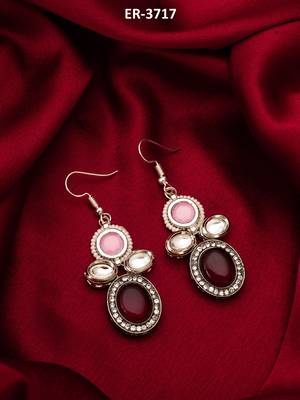 pink and maroon stone drop earrings 5
