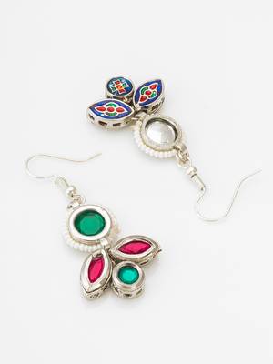 green and red kundan drop earrings 2