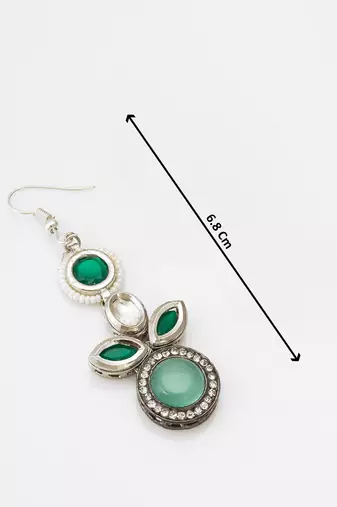green kundan drop earrings with stone
