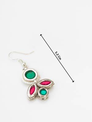 green and red kundan drop earrings 3