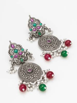 oxidized multicolor stone chandlier drop earrings 2