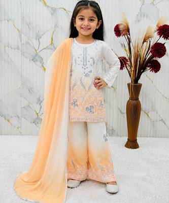 Natural crepe  embroidery yellow readymade salwar suit 1