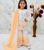 Natural crepe  embroidery yellow readymade salwar suit