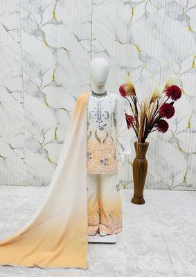 Natural crepe  embroidery yellow readymade salwar suit 2