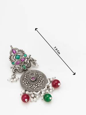 oxidized multicolor stone chandlier drop earrings 4