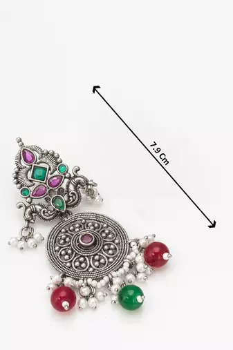 oxidized multicolor stone chandlier drop earrings