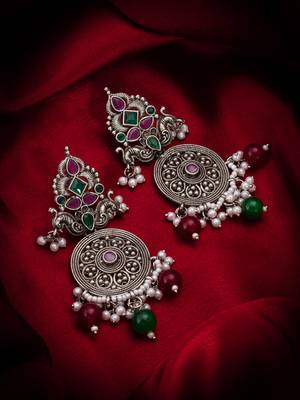 oxidized multicolor stone chandlier drop earrings 5