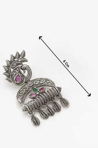 oxidized tribal drop earrings with stone