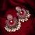 pink stone oxidized chandbali earrings with pearl drops