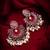 pink stone oxidized chandbali earrings with pearl drops
