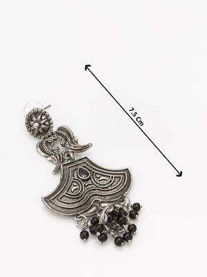 oxidized chandbali earrings with black beads 4