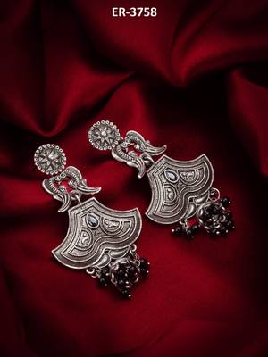 oxidized chandbali earrings with black beads 5