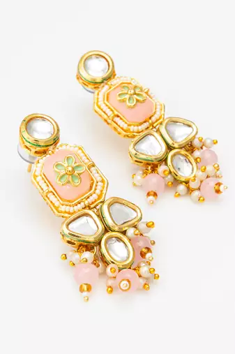 elegant kundan drop earrings with stone