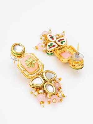 elegant kundan drop earrings with stone 3